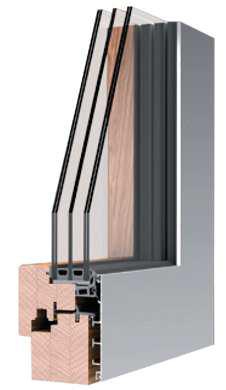 sezione finestra legno-alluminio flat