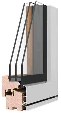sezione finestra legno-alluminio integrale