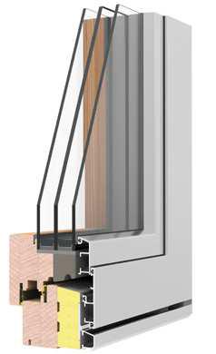sezione finestra legno-alluminio termoscudo