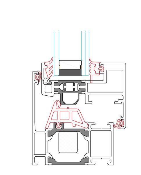 sezione finestra alluminio aws65bs