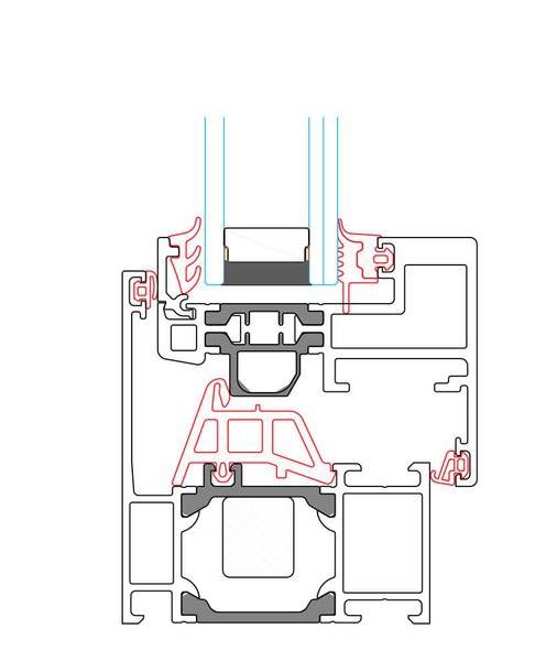 sezione finestra alluminio aws65bs