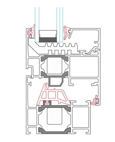 sezione finestra alluminio aws65