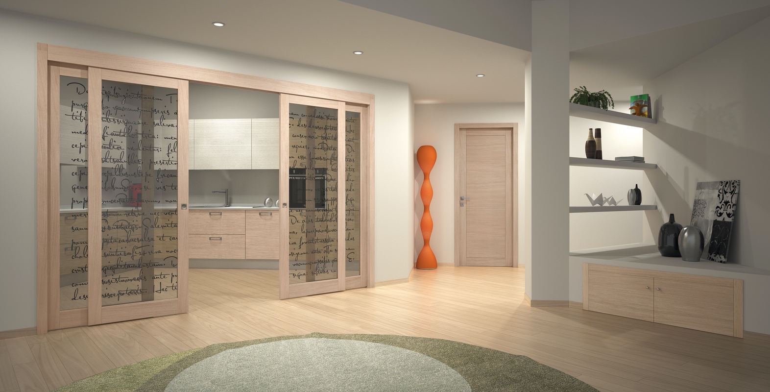  FLESSYA - Scorervole in legno con vetro 